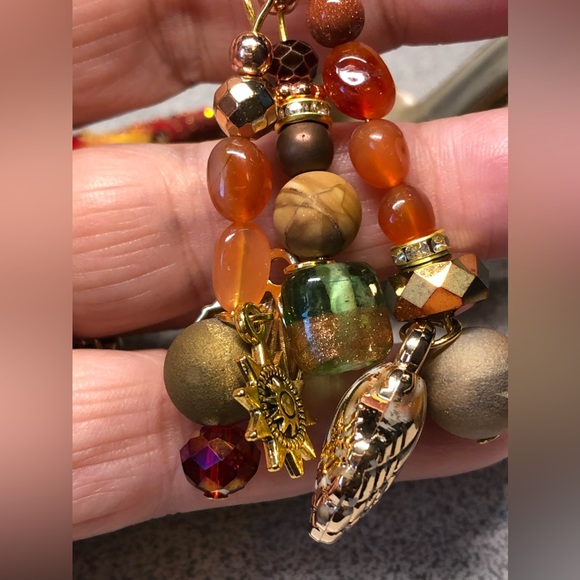 Genuine carnelian and picture jasper -sea/beach keychain/fob/purse bling NWOT - Picture 2 of 6